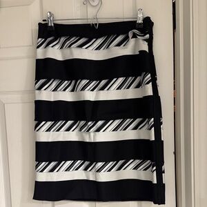 White House Black Market Black and White Striped Pencil Skirt